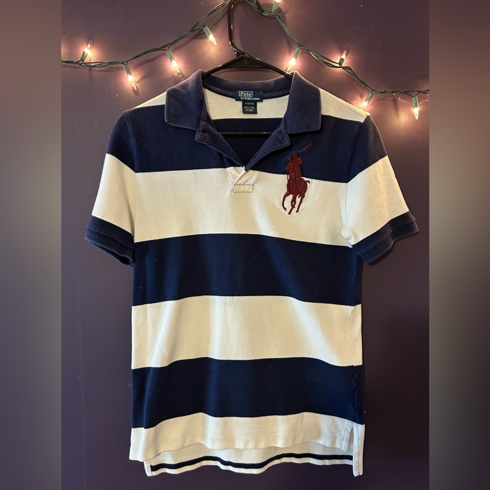 Polo Navy blue striped collar tshirt